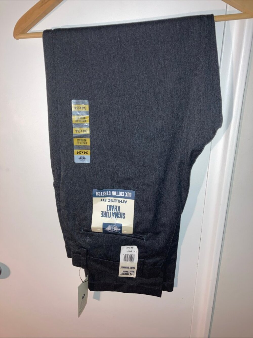 Dockers Mens Signature Khaki Athletic Fit Flex Comfort Pants Charcoal Gray 34x34